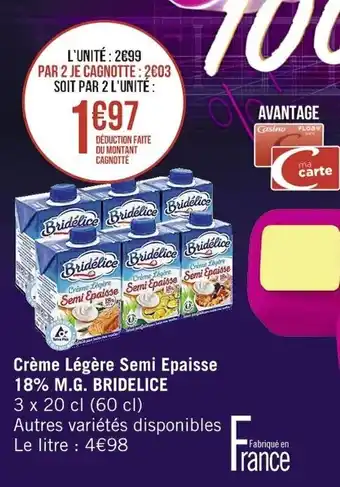 Crème légère semi epaisse 18% M.G. BRIDELICE