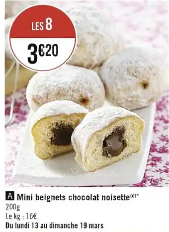 Casino Supermarchés MIni beignets chocolat noisette offre
