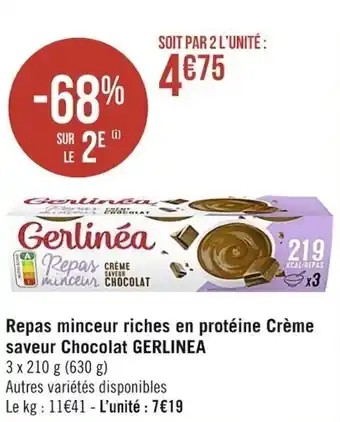 Casino Supermarchés Repas minceur riches en protéine crème saveur chocolat GERLINEA offre