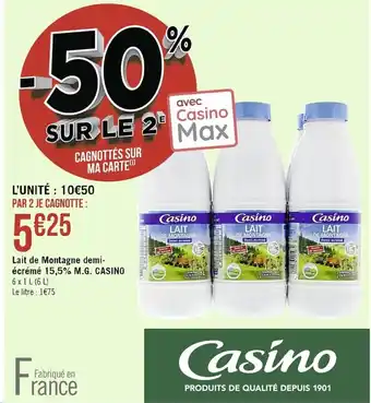 Lait de montagne demi-écrémé 15,5% M.G. CASINO