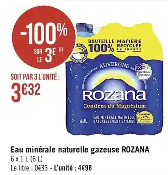 Casino Supermarchés Eau minérale naturelle gazeuse ROZANA offre