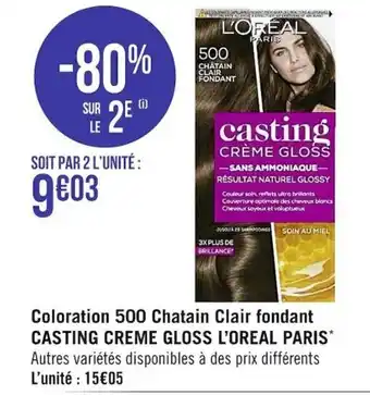 Coloration 500 chatain clair fondant CASTING CREME GLOSS L'OREAL PARIS