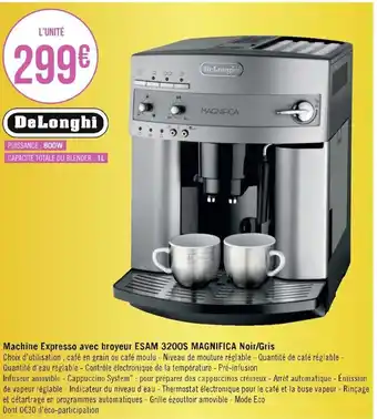 Machine expresso avec broyeur ESAM 3200S magnifica noir/gris