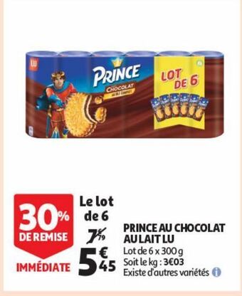 Auchan Supermarché Prince au chocolat au lait lu offre