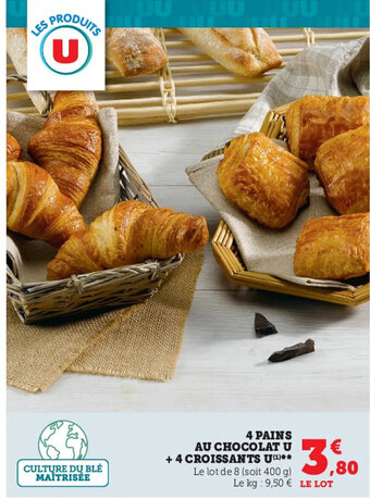 Hyper U 4 Pains Au Chocolat U +4 Croissants U offre