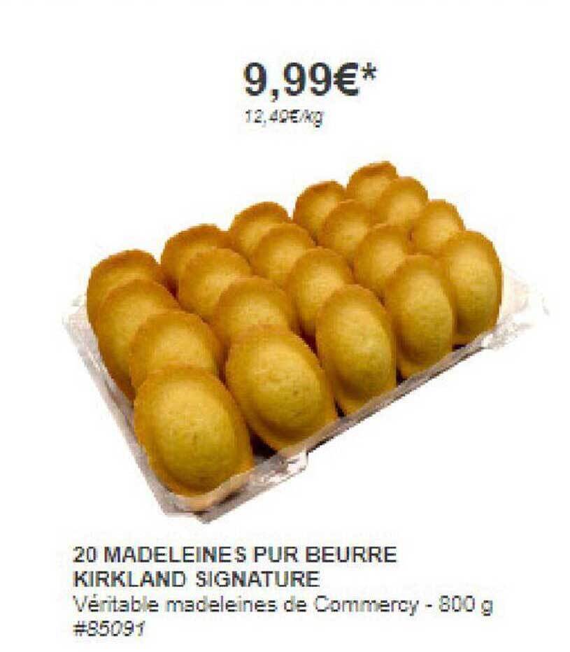 Promo 20 madeleines pur beurre kirkland signature chez Costco