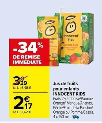 Carrefour Market Jus de fruits pour enfants innocent kids offre