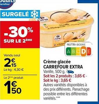 Carrefour Market Crème glacée carrefour extra offre