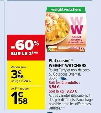 Carrefour Market Plat cuisiné weight watchers offre
