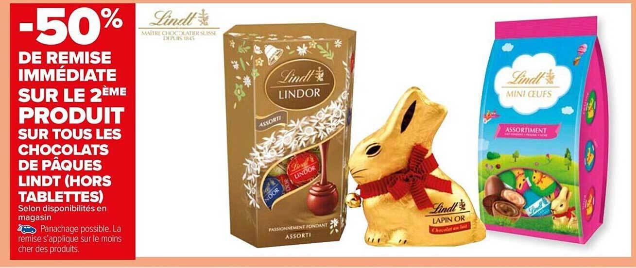 Promo Les chocolats de pâques lindt chez Carrefour Market