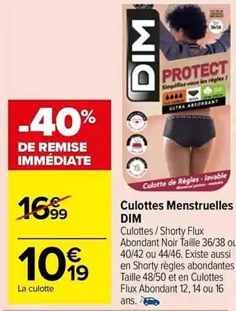 Carrefour Market Culottes menstruelles dim offre