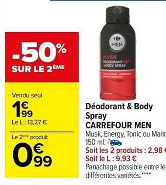 Carrefour Market Déodorant & body spray carrefour men offre