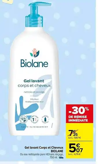 Carrefour Market Gel lavant corps et cheveux biolane offre