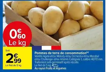 Carrefour Market Pommes de terre de consommation offre