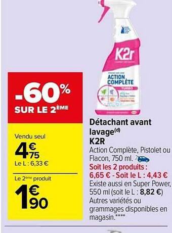 Carrefour Market Détachant avant lavage k2r offre
