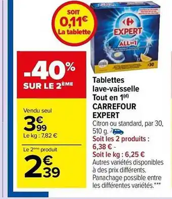 Carrefour Market Tablettes lave-vaisselle tout en 1 carrefour expert offre
