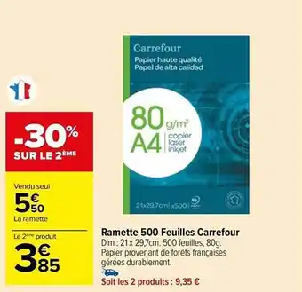 Carrefour Market Ramette 500 feuilles carrefour offre