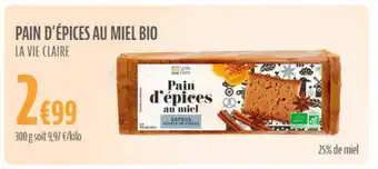 La Vie Claire Pain d'épices au miel bio la vie claire offre