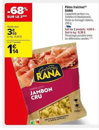 Carrefour Market Pâtes fraîches rana offre