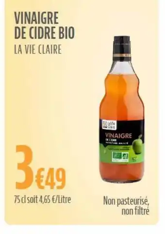 La Vie Claire Vinaigre de cidre bio la vie claire offre