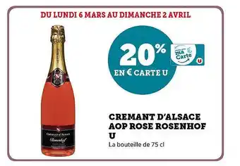 Super U Crémant d'alsace aop rose rosenhof u offre