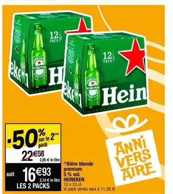 Cora x Carrefour Bière blonde premium 5% vol. heineken offre