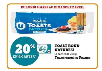 Super U Toast rond nature u offre