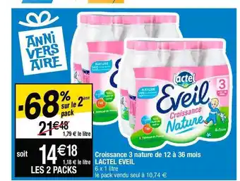 Cora x Carrefour Croissance 3 nature de 12 à 36 mois lactel éveil offre