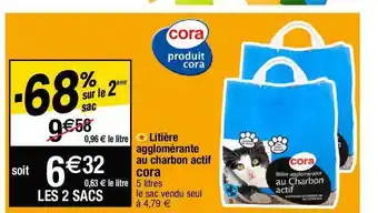 Cora x Carrefour Litière agglomérante au charbon actif cora offre