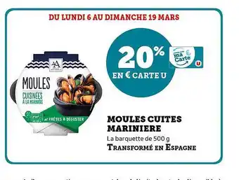 Super U Moules cuites marinière offre