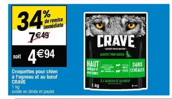 Cora x Carrefour Croquettes pour chien à l'agneau et au bœuf crave offre