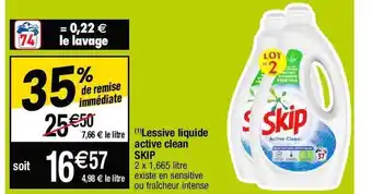 Cora x Carrefour Lessive liquide active clean skip offre