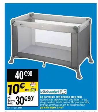 Cora x Carrefour Lit parapluie soft dreams gray mist bébé confort offre