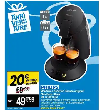 Cora x Carrefour Machine à dosettes senseo original plus deep black philips offre