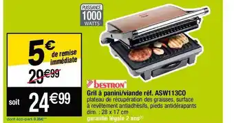 Cora x Carrefour Gril à panini-viande bestron offre