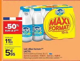 Carrefour Market Lait «maxi format» lactel offre