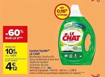 Carrefour Market Lessive liquide le chat offre