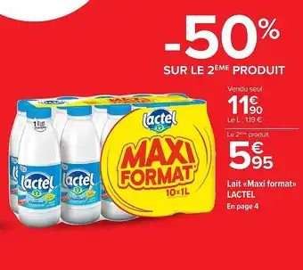 Lait «maxi format» lactel