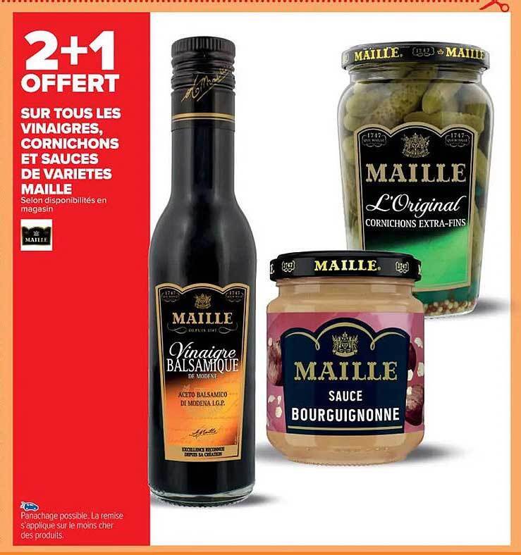 Promo Les vinaigres, cornichons et sauces de variétés maille chez
