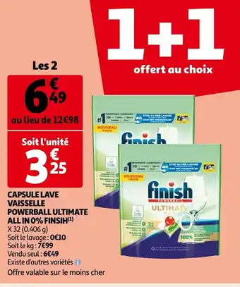 Auchan Capsules Lave Vaisselle Powerball Ultimate All In 0% Finish offre