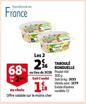 Auchan Taboulé Bonduelle offre