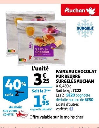 Auchan Pains Au Chocolat Pur Beurre Surgelés Auchan offre