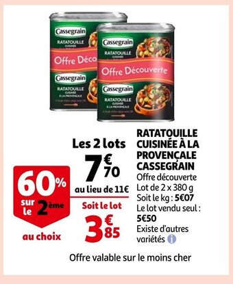 Auchan Ratatouille Cuisinée A La Provencale Cassegrain offre