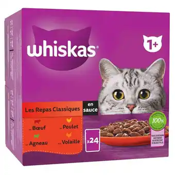 Auchan Sachets fraîcheur repas classique en sauce pour chat adulte 4 variétés whiskas offre