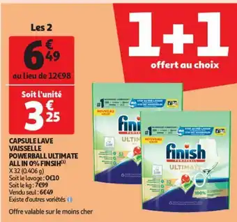 Auchan Supermarché Capsule lave vaisselle powerball ultimate all in 0% finish offre