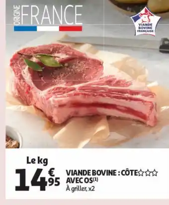 Auchan Supermarché Viande bovine : côte avec os offre