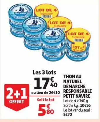Auchan Supermarché Thon au naturel démarche responsable petit navire offre