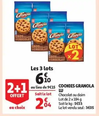 Auchan Supermarché Cookies granola lu offre