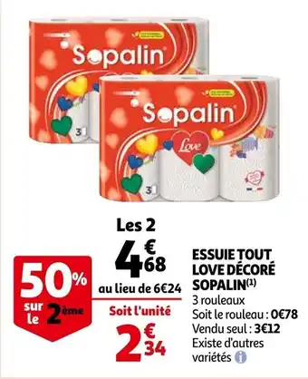Auchan Essuie Tout Love Décoré Sopalin offre