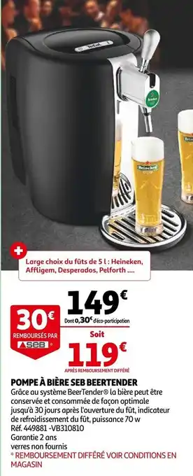 Auchan Pompe À Bière Seb Beertender offre